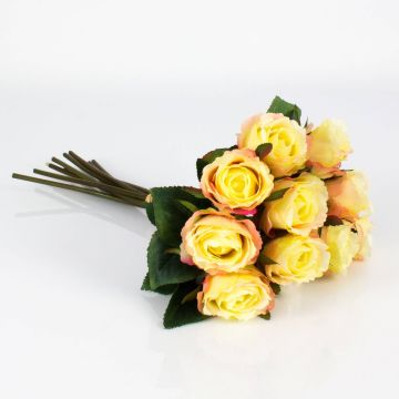 Ramo de rosas de plástico MOLLY, amarillo-rosa, 35cm, Ø20cm