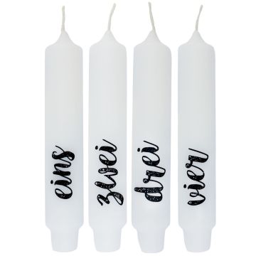 Vela perforada con frase KELANI, Adviento, 4 velas, 4 frases, multicolor, 16,5 cm, Ø 2,8 cm, 6 h