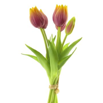 Ramo de tulipanes artificiales LETISIA, púrpura-amarillo, 25cm