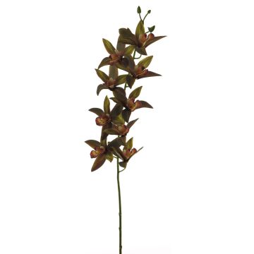 Rama decorativa de orquídea cymbidium YAMEI, rojo-verde oscuro, 80cm