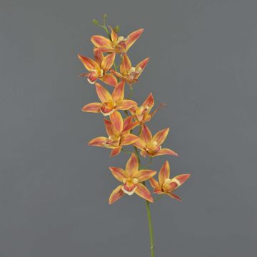 Rama decorativa de orquídea cymbidium YAMEI, naranja-amarillo, 80cm