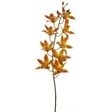 Rama decorativa de orquídea cymbidium YAMEI, naranja-amarillo, 80cm
