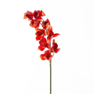 Rama orquídea Cymbidium plástico OKSANA, rojo-naranja, 80cm, Ø6,5cm