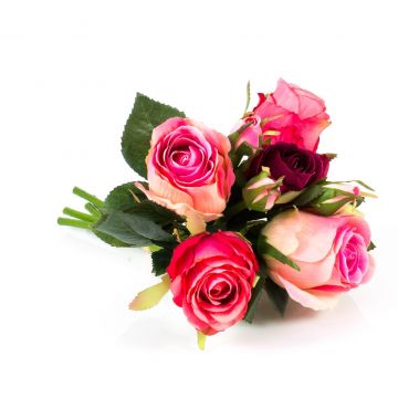 Ramo de rosas de plástico MOLLY, rosa-fucsia, 30cm, Ø15cm