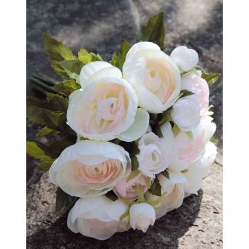Ramo de flores artificiales Ranunculus TONIE, blanco-rosado, 20cm, Ø20cm