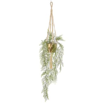 Planta artificial helecho ATHELSTAN, maceta de cerámica dorada, verde, 105 cm