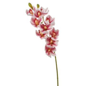 Rama de orquídea Cymbidium artificial LANAKILA, rosa y blanco, 75 cm