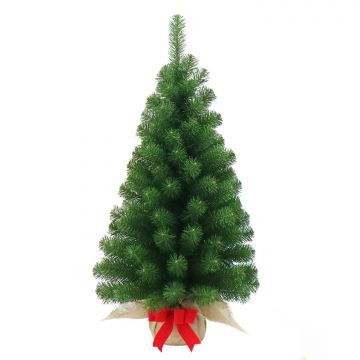 Mini árbol Navidad artificial WARSCHAU, saco yute , 90cm, Ø50cm
