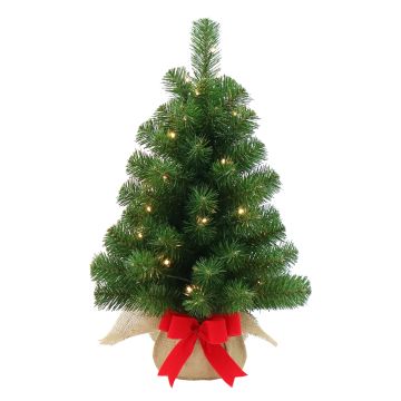 Mini árbol Navidad artificial WARSCHAU, saco yute , LEDs, 60cm, Ø40cm Mini árbol Navidad artificial WARSCHAU, saco yute , LEDs, 60cm, Ø40cm