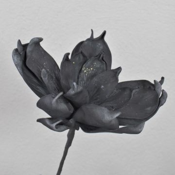 Magnolia artificial de espuma plástica AMILIE, brillante, negra, 30 cm, Ø 26 cm