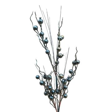 Rama de rosas artificiales ARGYLE con escaramujos, purpurina, negro, 90 cm