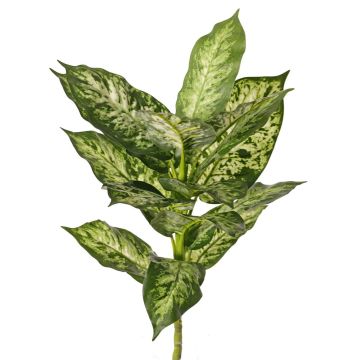Dieffenbachia artificial VISP, difícilmente inflamable, varilla, verde-blanco, 40 cm