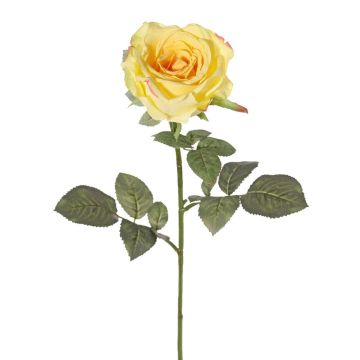 Rosa artificial HUSA, amarilla, 75 cm, Ø 10 cm