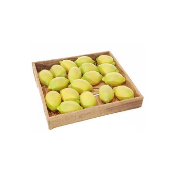 Limón artificial AJANI, 18 piezas, en caja de madera, amarillo, 7cm, Ø5cm