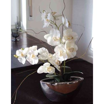 Orquídea Phalaenopsis artificial ANALIE, maceta de cerámica, blanco, 50cm