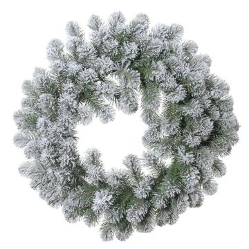 Corona decorativa de abeto FRANKLIN, nevado, blanco-verde, Ø60cm