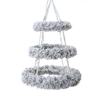 Corona artificial de abeto para el techo NAVANTA, 3 pisos, nevado, blanco, Ø90cm