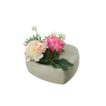 Composición de flores artificiales de clavel, rosa, sedum, agave BODIL, maceta decorativa, rosa-crema, 10cm, Ø17cm Composición de flores artificiales de clavel, rosa, sedum, agave BODIL, maceta decorativa, rosa-crema, 10cm, Ø17cm