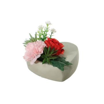 Composición de flores artificiales de clavel, rosa, sedum, agave BODIL, maceta decorativa, rojo-rosa, 10cm, Ø17cm