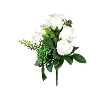 Composición de flores artificiales de rosa, ranúnculo, Allium HOKUNA, varilla, crema, 27cm, Ø20cm Composición de flores artificiales de rosa, ranúnculo, Allium HOKUNA, varilla, crema, 27cm, Ø20cm