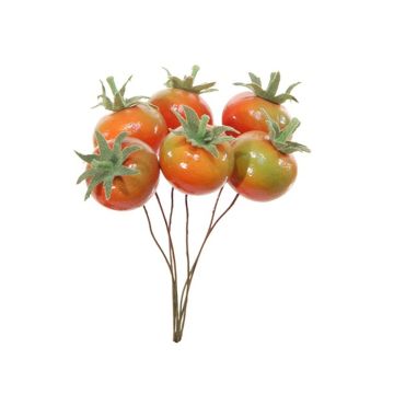 Tomate artificial THIENO, 6 piezas, rojo-verde, 12cm