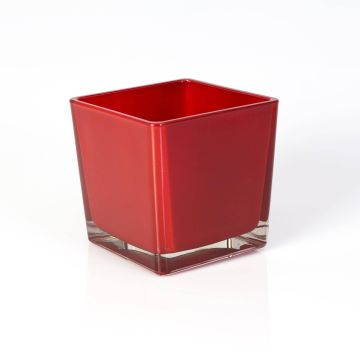Maceta de cristal KIM EARTH, roja, 12x12x12cm