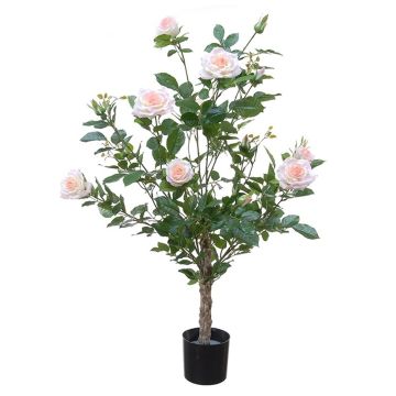 Árbol artificial de rosas KANDJA con flores, tronco artificial, rosa-crema, 100cm