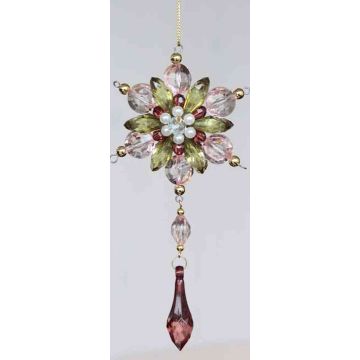 Flor acrílica para colgar GARAH, gotas, verde-dorado, 16cm, Ø8cm