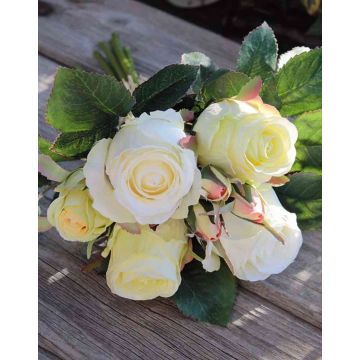 Ramo de rosas artificiales MOLLY, verde crema, 30cm, Ø15cm
