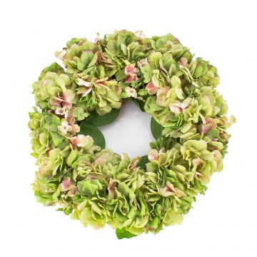 Corona de hortensias artificiales MEJA, verde-rosa, Ø35cm