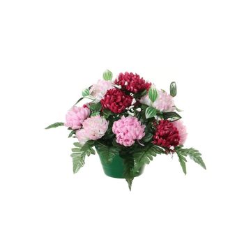 Arreglo artificial de Crisantemo, velo de novia YASAR, maceta decorativa, rosa-crema, 25cm, Ø30cm