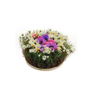 Composición de flores artificiales de Anémona Margarita IKAIA, multicolor, 12cm, Ø20cm Composición de flores artificiales de Anémona Margarita IKAIA, multicolor, 12cm, Ø20cm