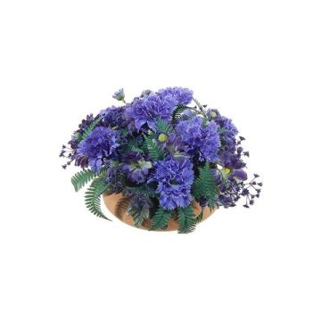 Composición de flores artificiales de Claveles, Margaritas IAKOBA sobre placa, azul, 17cm, Ø28cm