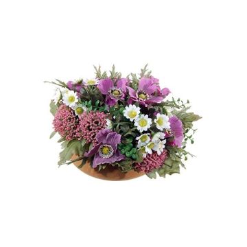 Composición de flores artificiales de Anémona, Astilbe IGNATIO sobre placa, violeta-blanco, 17cm, Ø28cm Composición de flores artificiales de Anémona, Astilbe IGNATIO sobre placa, violeta-blanco, 17cm, Ø28cm