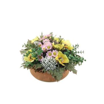 Composición de flores artificiales de Anémona, Astilbe IGNATIO sobre placa, amarillo-rosa, 17cm, Ø28cm Composición de flores artificiales de Anémona, Astilbe IGNATIO sobre placa, amarillo-rosa, 17cm, Ø28cm