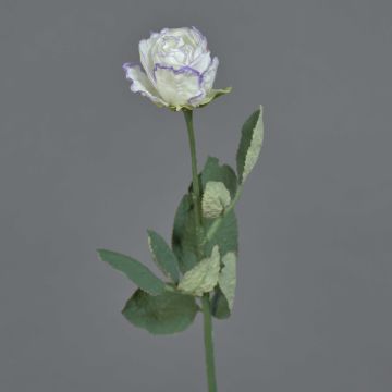 Rosa artificial FREIDA, colección Eco, blanco-lila, 60 cm, Ø 4 cm