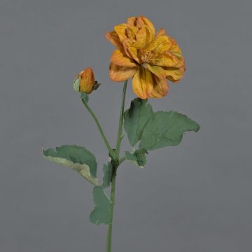 Rama de flores artificiales Dalia GINGER, Eco Collection, amarillo anaranjado, 60 cm, Ø 10 cm
