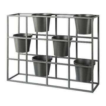 Separador de ambientes metálico para plantas UTOPIA con 6 macetas, gris, 84 x 22 x 73 cm