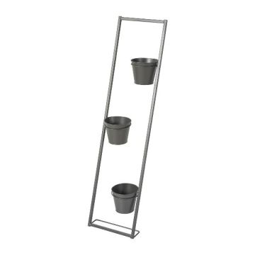Escalera para flores metálica UTOPIA con 3 macetas, gris, 25 x 13 x 100 cm