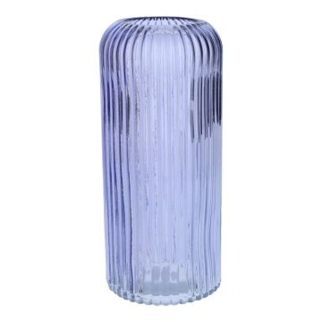 Jarrón de cristal ALBURGIS con estrías, lila transparente, 25 cm, Ø 10 cm