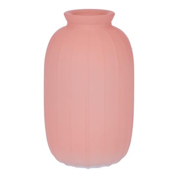 Botella SILVINA de vidrio, estriada, rosa antiguo transparente, 12 cm, Ø 7 cm