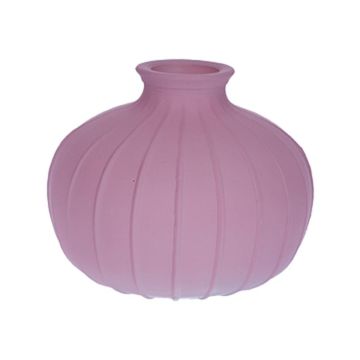 Jarrón para flores ALFHARD, vidrio con estrías, malva mate, 8,5 cm, Ø 10,5 cm