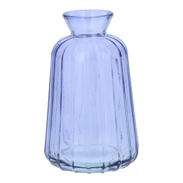 Botella decorativa de cristal TATIANA con estrías, lila transparente, 11 cm, Ø 6,5 cm