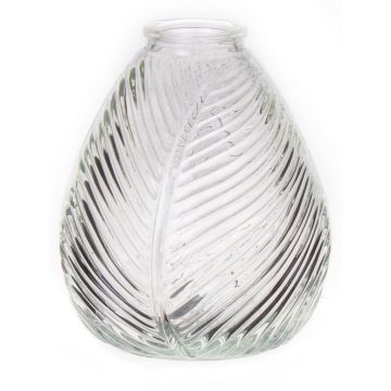 Botella de vidrio NELLOMIO con estructura de hojas, transparente, 16 cm, Ø 14 cm