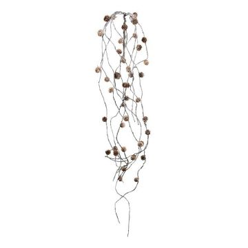 Rama artificial de alerce ZALMET con piñas, colgante, congelada, blanca, 150 cm