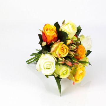 Ramo de rosas de plástico MOLLY, amarillo-naranja, 30cm, Ø20cm
