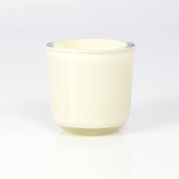 Soporte de cristal para vela de té NICK, crema, 8cm, Ø8cm
