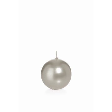 Vela redonda de cera ROSELLA, plata, Ø7cm, 16h - Made in Germany