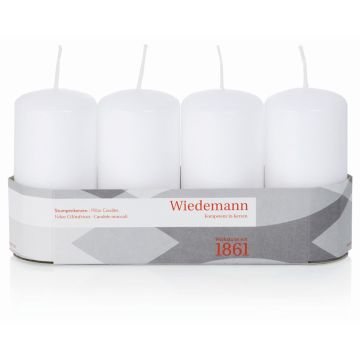 Velas de pilar de Adviento JENARO, 4 piezas, blancas, 10cm, Ø5cm, 23h - Made in Germany