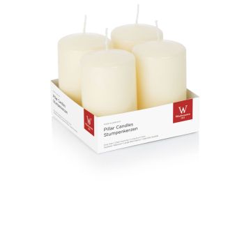 Corona de Adviento con velas JENARO, 4 unidades, color biscuit, 10 cm, Ø 6 cm, 33 h - Fabricado en Alemania